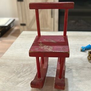 Vintage Wooden Doll Chair Wood Red